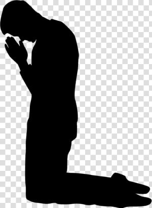 Clip Art Prayer Vector Graphics Image Silhouette   Older Man Praying Silhouette  HD Png Download