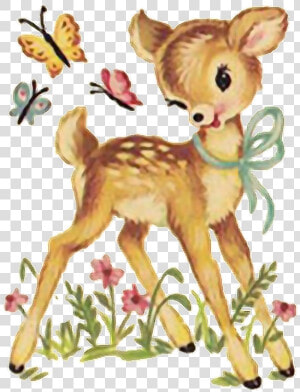  deer  fawn  vintage  sticker  oktouse  whatsmineisyours   Vintage Nursery Meyercord Decal  HD Png Download