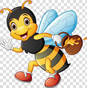 Clip Art Stock Cartoon Illustration Carrying Honey   Cartoon Honey Bee Png  Transparent Png