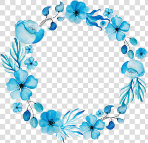 Ftestickers Flowers Frame Circle Watercolor Blue   Blue Flower Frame Png  Transparent Png