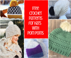 Pom Pom Crochet Hat Pattern Free  HD Png Download