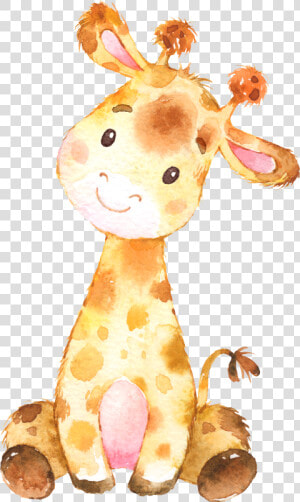 Baby Giraffe Watercolor Clipart   Transparent Cartoons   Baby Giraffe Nursery Art  HD Png Download