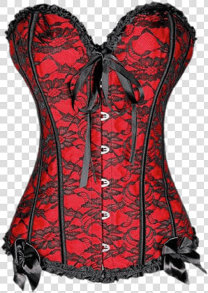 Red Corset With Black Lace Clip Arts   Red Corset Black Lace  HD Png Download