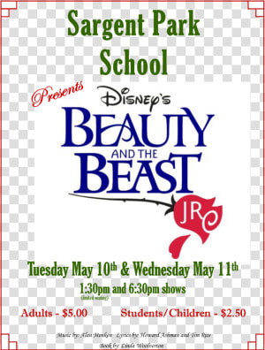 Sargent Park Will Be Presenting The Musical Beauty   Beauty And The Beast Jr  HD Png Download