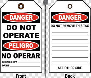 Danger Do Not Operate Tag Peligro  HD Png Download