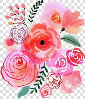 Roses Watercolor Flowers Freetoedit   Watercolor Flower Bouquet Pink  HD Png Download