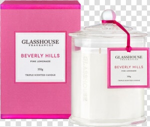 Beverly Hills Pink Lemonade Triple Scented Candle By   Pink Lemonade Glasshouse Candle  HD Png Download