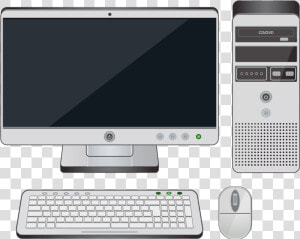 The Parts Of A Desktop Computer   Desktop Computer On Button  HD Png Download