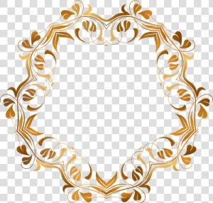 Round Flowery Frame In Golden Style   Golden Round Design Png  Transparent Png