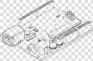 Arduino Uno Isometric Art   Arduino Uno Black And White  HD Png Download