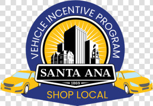 Cars Buildings Sun Rays Santa Ana Logo Vip   Downtown Orange County Santa Ana  HD Png Download