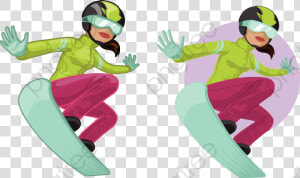 Skier  Cartoon  Skiing  Play Png Transparent Image   Snowboarding African American Girl  Png Download