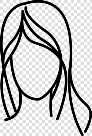 Female With Long Wavy Hair Outline   Line Drawing Hair Outline  HD Png Download