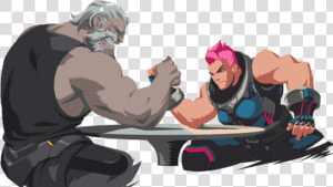 Overwatch Arm Wrestling Sprays   Png Download   Reinhardt Zarya Arm Wrestle  Transparent Png