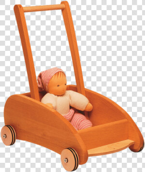 Baby Walker Cart With Doll   Wooden Cart For Baby  HD Png Download