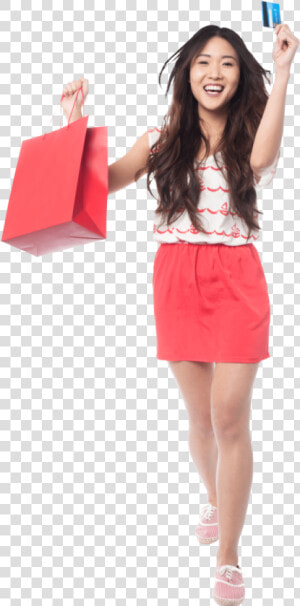 Women shopping   Shopping Bag With Model  HD Png Download