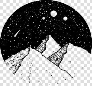  mountains  drawing  stars  aesthetic  art  artwork   Night Sky Mountain Drawing  HD Png Download