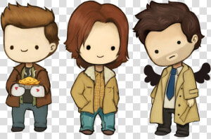 Ghost Clipart Supernatural   Chibi Castiel Sam And Dean  HD Png Download