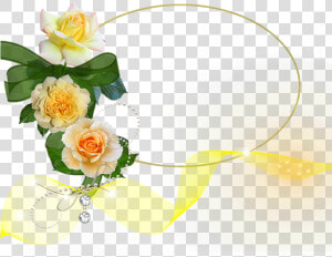 Cluster  Whitish Yellow Roses  Bow  Transparent   Moldura De Rosas Amarela  HD Png Download