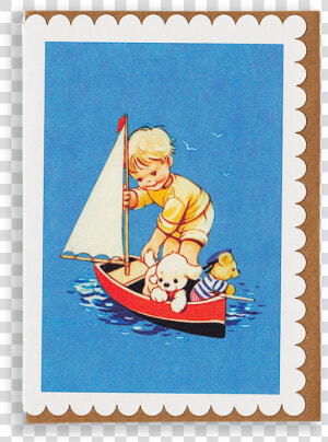 Mabel Lucie Attwell Out To Sea Toy Boat Greetings Card   Postage Stamp  HD Png Download