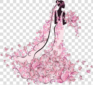 Pink Butterfly Bride   Transparent Background Bride Clipart  HD Png Download