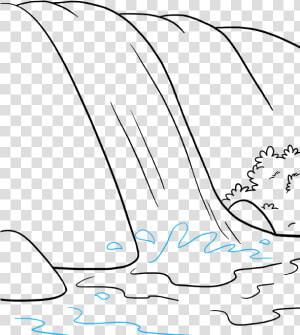 How To Draw Waterfall   Water Falls Drawing Easy  HD Png Download