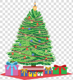 Christmas Tree With Presents Clipart   Png Download   Christmas Tree Drawing In Gift  Transparent Png