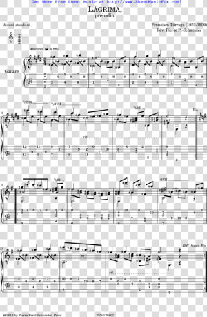 Lágrima Sheet Music   Sheet Music  HD Png Download