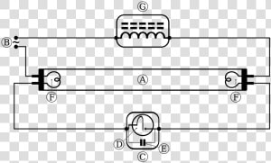 Drawing Schematics Symbols   Fluorescent Tube Circuit Diagram  HD Png Download