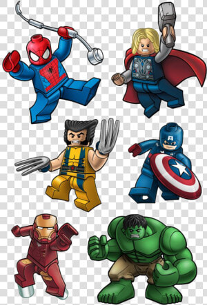 Spiderman Thor Wolverine Ironman Hulk Captainamerica   Super Heroes Lego  HD Png Download