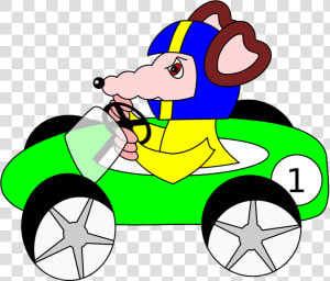 Rat  Carro  Carro De Corrida  Verde  Desenhos Animados   Rat In A Car Cartoon  HD Png Download