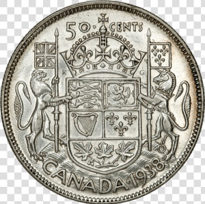 1938 Canada 50 Cent Silver Km   50 Cents Canada 1953  HD Png Download