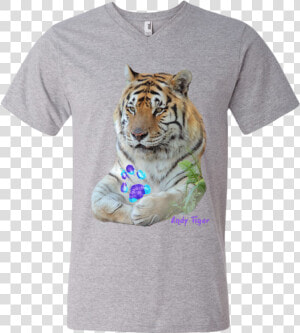 Andy Tiger Paw Print Men S Printed V neck T   T shirt  HD Png Download