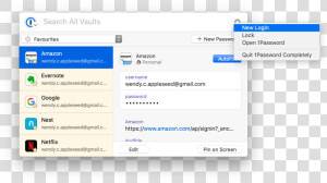 1password Mini After Clicking The Gear Icon  With New   Login Manually  HD Png Download