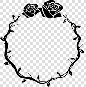 Circular Flowers Ornamental Frame   Circle Flower Rose Black  HD Png Download