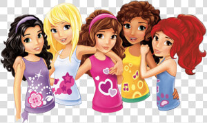 Lego Friends Portraits   Cartoon Five Girl Friends  HD Png Download