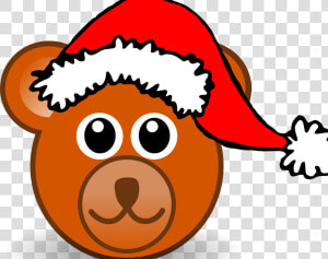 Funny Teddy Bear Face Brown With Santa Claus Hat By   Bear Face Cartoon  HD Png Download