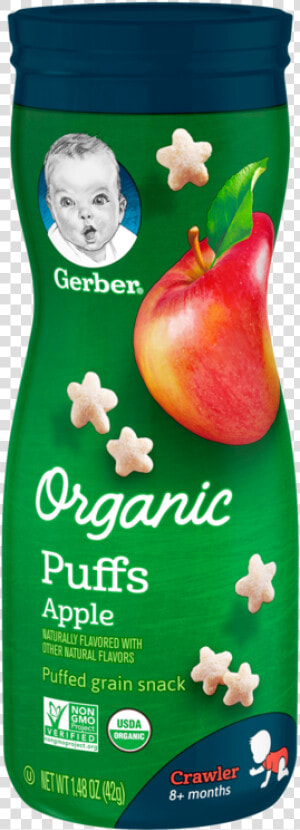 Organic Apple Puffs   Gerber Organic Puffs Apple  HD Png Download