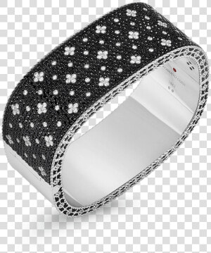 Roberto Coin Wide Bangle With Black And White Fleur   Black And White Diamond Bangles  HD Png Download