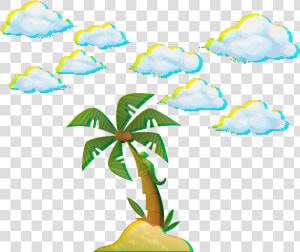  cloud  clouds  beach  sea  chameleon  coconut  coconuttree  HD Png Download