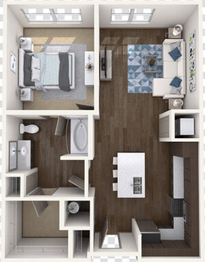 1 Bedroom Apartment   Floor Plan  HD Png Download