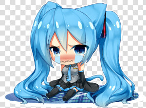 Hatsune Miku Drawn By Hazza01   Hatsune Miku Chibi Sad  HD Png Download