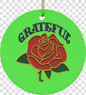 Grateful Red Rose Ceramic Circle Tree Ornament   Ham  HD Png Download