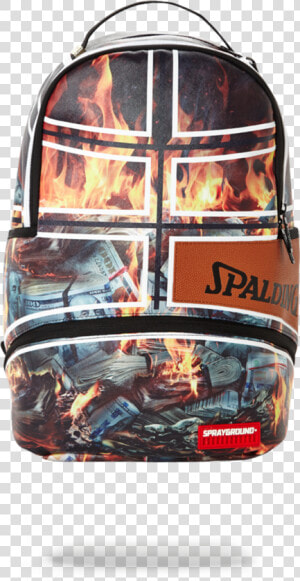 Sprayground X Spalding 94 Series Fire Money Backpack  HD Png Download