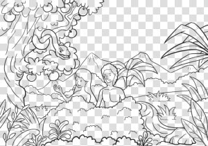 Adam And Eve Snake Coloring Page  HD Png Download