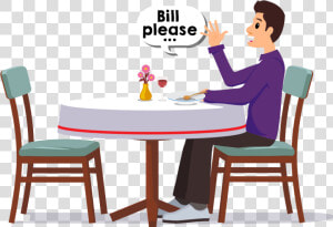 Customer Finish Eating And Call For A Bill   Waiter And Customer Clipart  HD Png Download