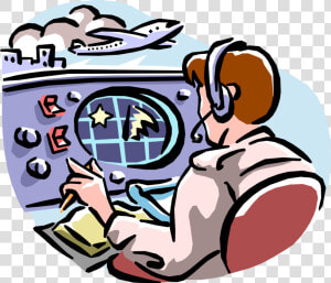 Vector Illustration Of Air Traffic Controller Maintains   Air Traffic Controller Free Clipart  HD Png Download