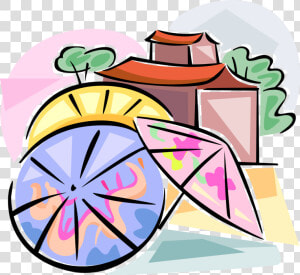 Vector Illustration Of Chinese Umbrella Or Parasol  HD Png Download