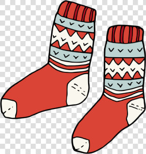 Hand Painted Pair Of Red Socks Winter Transparent Decorative   Pair Of Socks Clipart  HD Png Download