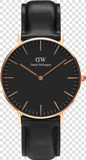 Classic Black Sheffield 36 Rose Gold   Dw Classic Black Bristol Gold 36mm  HD Png Download